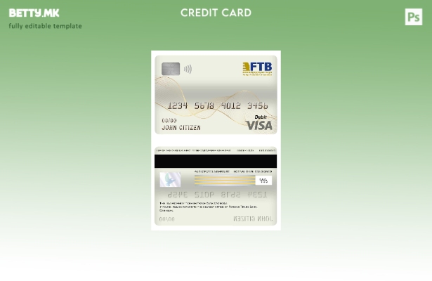 Модерен стил Шаблон за дебитна картичка за банкарска виза за надворешна трговија